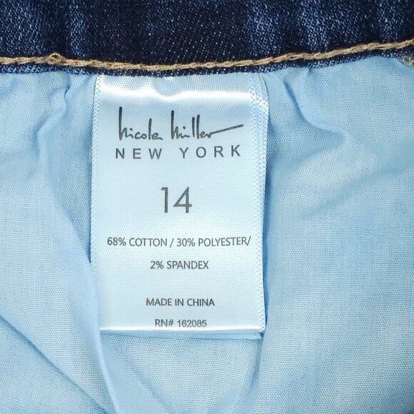 Nicole Miller Jeans Soho High Rise Ankle Skinny Size 14 Stretch Distressed Dark - Picture 4 of 15